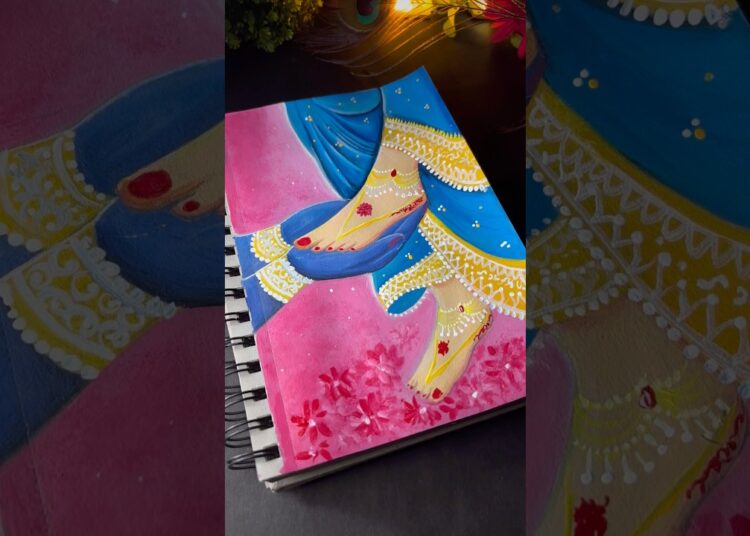 Radha Krishna drawing 💗💙ll Radha Rani charan drawing #art#trending#shorts