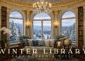 French Chateau Winter Tower Library | Dark Academia Piano Music for Study, Reading & Sleep