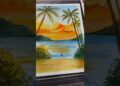 Easy sunset painting for beginners #easy #watercolorpainting #youtubeshorts #artist #shorts