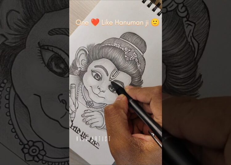 Hanuman Ji Sketch From Heart ❤️ #shorts #sketch #trending #viral #art #artist #drawing #Vilu_Artist