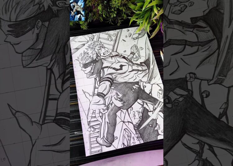 Gojo Vs Sukuna Fight 🔥 Drawing ✍️ Jujutsu Kaisen Anime Drawing #shorts #gojovssukuna #anime #drawing