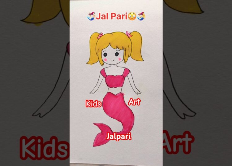 Kids Drawing 🧜‍♀️Jalpari #kids #kidsdrawing #youtubeshorts #drawingforkids #shorts #art
