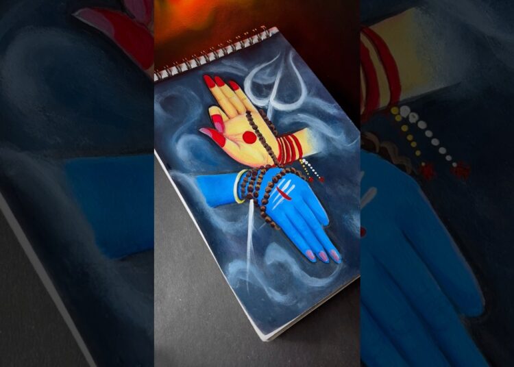 Shiv parvati hand drawing 💛✨💙#art#trending#shorts