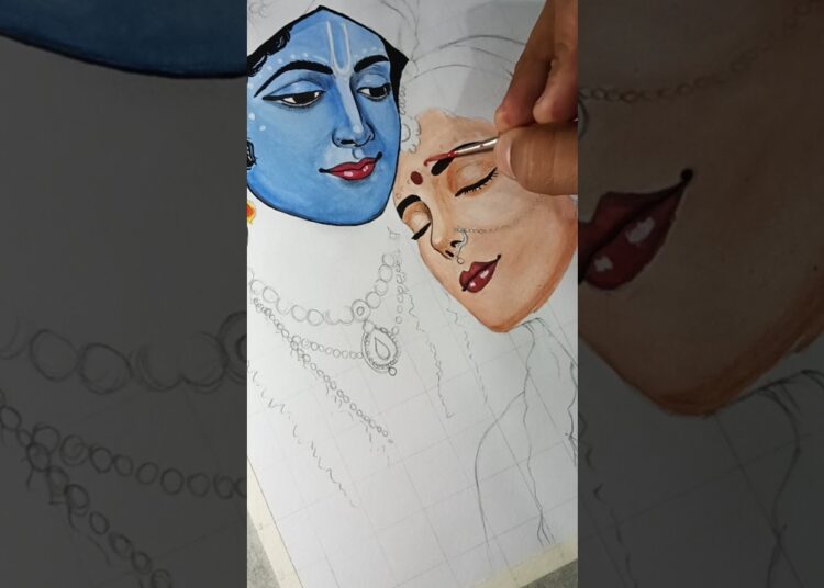 Radhe Krishna artwork 💗#krishna #artist #shorts