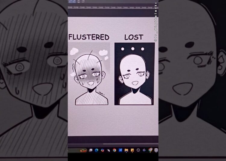 Manga Expressions: Flustered VS Lost!! 😳#digitalart #shorts #drawing #art #digitaldrawing