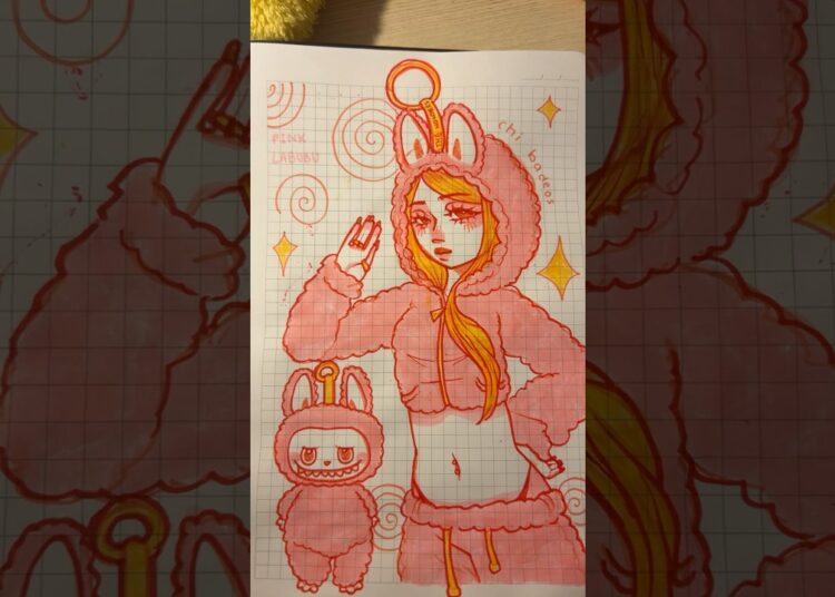 pink labubaddie #art #artist #drawing #traditionalart #labubu #viral #trend #2025