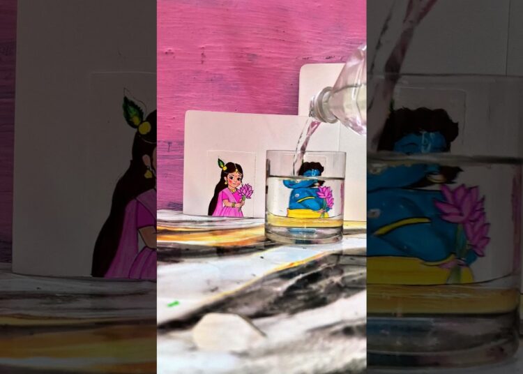 Radha Krishna Art🪄Water Magic illusion #gbtart #radhakrishna #ytshots