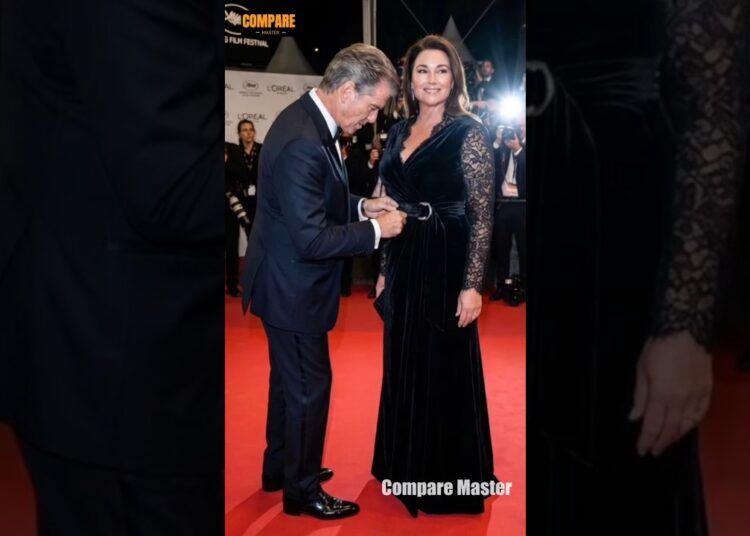 Pierce Brosnan Smoothing Keely Shaye Smith’s Gown Folds Gently #shorts #hollywood #celebrity