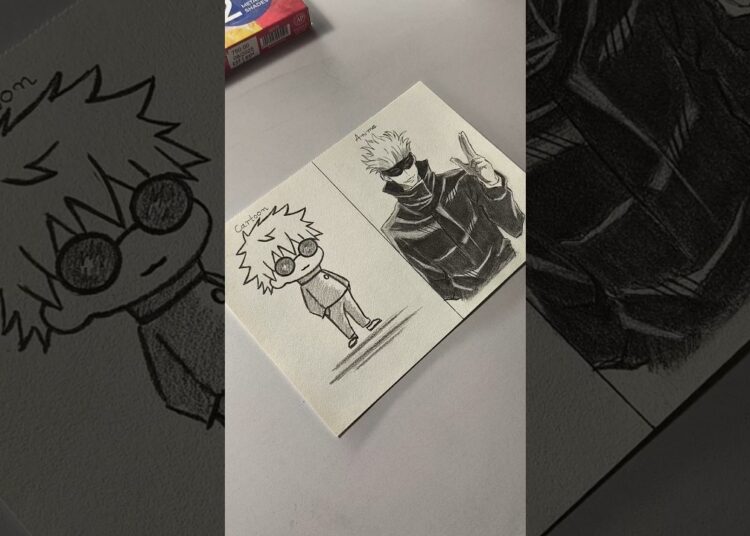 Cartoon to Anime, Gojo drawing #howtodraw #art #drawing #artist #shorts