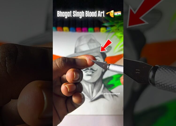 Blood Art Of Bhagat Singh 🇮🇳🫡#shorts #trending #viral #drawing