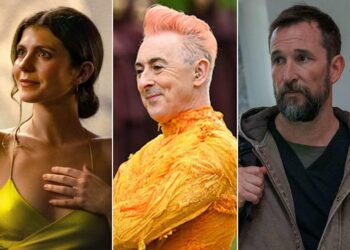 Daniel Escale/Netflix ; Euan Cherry/Peacock ; Warrick Page/HBO Max Emily Bader in People We Meet on Vacation ; Alan Cumming on The Traitors ; Noah Wyle in The Pitt.