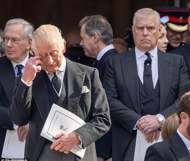 The man formerly known as Prince Andrew (left) is STILL the Duke of York after King Charles formally stripped his disgraced younger brother of his royal titles over his ties to late paedophile Jeffrey Epstein