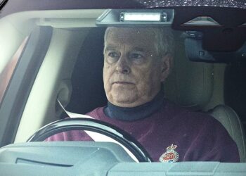 Andrew Mountbatten-Windsor wears a Grenadier Guards jumper in Windsor this morning