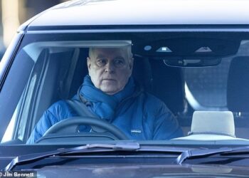 Andrew Mountbatten-Windsor is pictured leaving Royal Lodge alone on Christmas Day