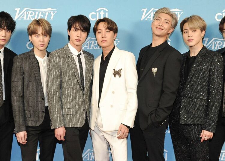 FILE - Korean pop band BTS appears at the 2019 Variety's Hitmakers Brunch in West Hollywood, Calif., on Dec. 7, 2019. (Photo by Richard Shotwell/Invision/AP, File)