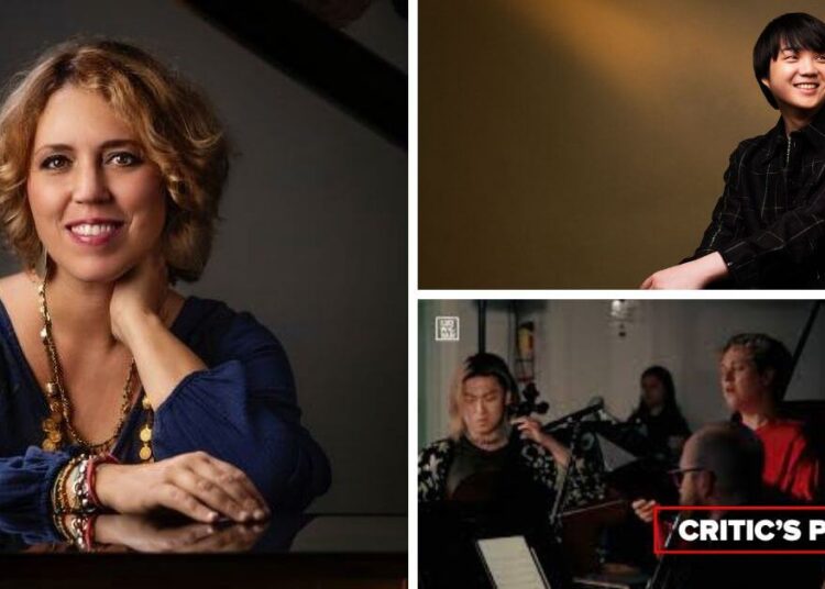 L-R (clockwise): Pianist Gabriela Montero (Photo courtesy of the artist): pianist Mao Fujita (Photo courtesy of the artist); The Happenstancers (Photo courtesy of the artists)
