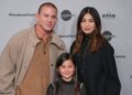 Channing Tatum, from left, Mason Reeves, and Gemma Chan attend the premiere of