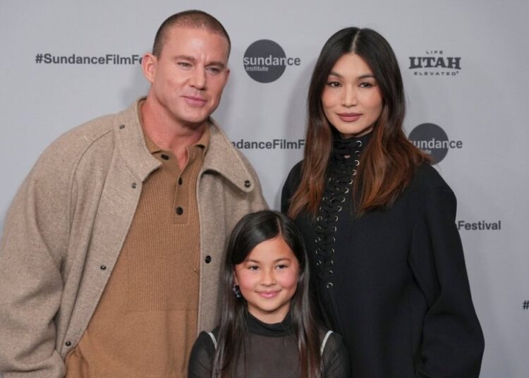 Channing Tatum, from left, Mason Reeves, and Gemma Chan attend the premiere of