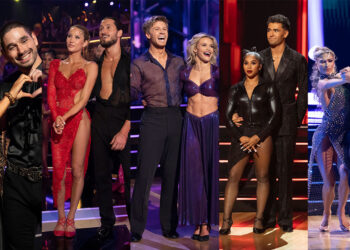 Elaine Hendrix and Alan Bersten; Alix Earle and Val Chmerkovskiy; Robert Irwin and Witney Carson; Jordan Chiles and Ezra Sosa; and Dylan Efron and Daniella Karagach on 'Dancing With the Stars' season 34.