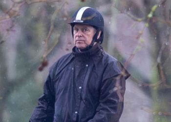 The former prince Andrew out riding in Windsor earlier today