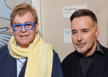Elton John & David Furnish Make Rare Public Appearance at Jacquemus Paris Fashion Week Show
