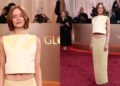 Emma Stone in Louis Vuitton at the 2026 Golden Globes Red Carpet