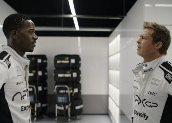 Courtesy Warner Bros. Pictures / Apple Original Films Damson Idris and Brad Pitt in 'F1'
