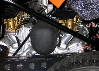 The engine of Frank Sinatra's Lamborghini Miura.