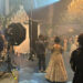 Film set with a scene being shot.
