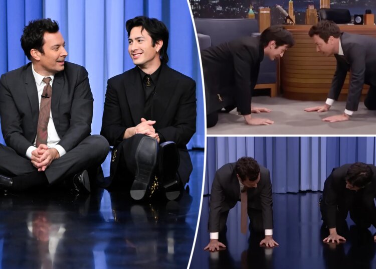 'Heated Rivalry' star Hudson Williams teaches Jimmy Fallon hockey stretches