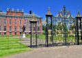 London, England, UK – May 17, 2018: The Orangery closed off by an ornate gate, is an elegant restaurant for afternoon tea.