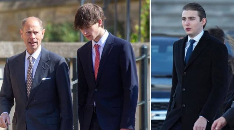 Prince Edward's son James is now taller than him, sparking comparisons to First Son Barron Trump.mega
