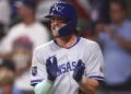 Jul 15, 2025; Cumberland, Georgia, USA; American League shortstop Bobby Witt Jr. (7) of the Kansas City Royals celebrates after scoring in the ninth inning during the 2025 MLB All Star Game at Truist Park. Mandatory Credit: Brett Davis-Imagn Images