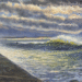 Painting by Thomas Van Stein depicts storm clouds with high waves splashing over the breakwater at the Santa Barbara Harbor. (Thomas Van Stein)