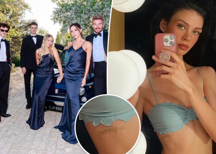 Nicola Peltz sends Brooklyn Beckham's family a message with tattoo as feud rages on