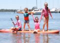 Siblings Makaela (10), Lewis (4) Chelsea (7) and Tara (9) Thornton are enjoying the sunshine on Matilda Bay.