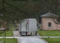 A removal van arrives at Royal Lodge in Windsor this morning before Andrew moves out
