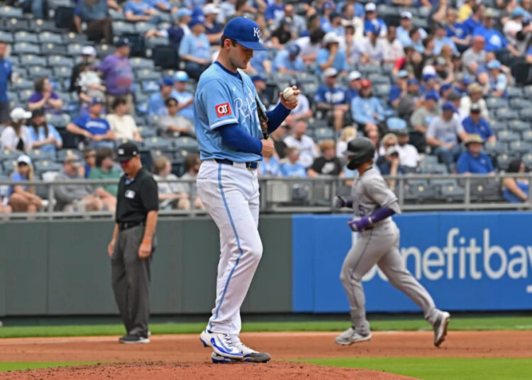 Kansas City Royals starting pitcher Cole Ragans (55)Peter Aiken-Imagn Images