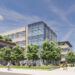 Rendering of a multistory building with glass walls