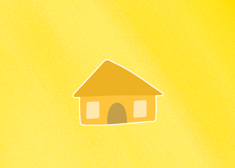 An illustration of a yellow house on a yellow background