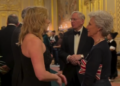 The Duchess of Gloucester carries a Union Jack handbag