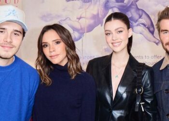 Brooklyn, Victoria, Nicola and David in happier times.