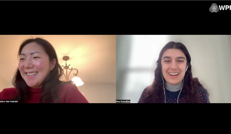 Two women are smiling and speaking in a virtual meeting, each in separate locations, with WPR branding in the top right corner.