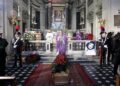 Don Walter Insero officiates the funeral of actress Gina Lollobrigida at Chiesa degli Artisti on Jan. 19, 2023, in Rome.