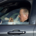William Shatner eating cereal in his SUV.