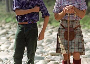 As Prince William and Kate Middleton head North of the border this week, there will be one question on many royal fans' minds: will the Prince of Wales finally wear a kilt? (Pictured: William with his father Charles at Balmoral in 1997)
