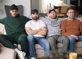 Shoresy, Season 5, Hulu, Jared Keeso with Jonathan-Ismael Diaby stars as Dolo, Terry Ryan stars as Hitch, Ryan McDonell stars as Michaels, and Andrew Antsanen returns as Goody
