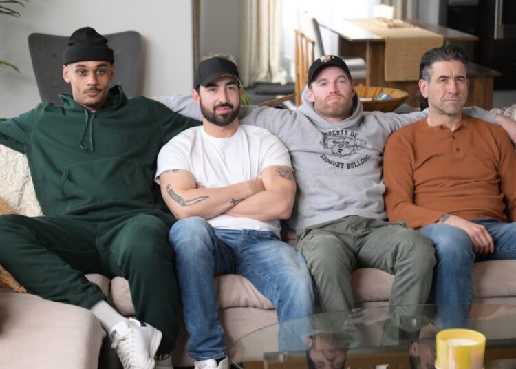 Shoresy, Season 5, Hulu, Jared Keeso with Jonathan-Ismael Diaby stars as Dolo, Terry Ryan stars as Hitch, Ryan McDonell stars as Michaels, and Andrew Antsanen returns as Goody