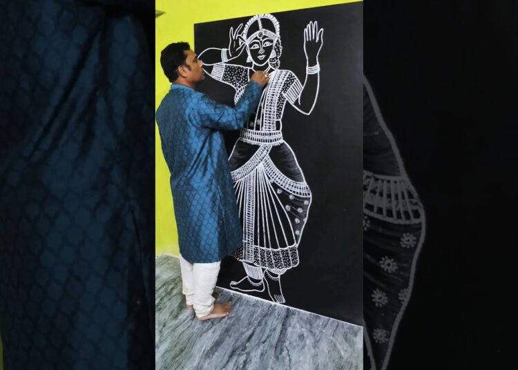 Indian Classical Dance Chalk Art ✨ #shortvideo #art #drawing #dance