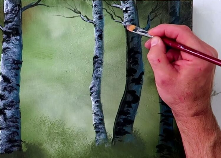 Peaceful Birch in Sunlight | Acrylic Landscape Art | Simple Techniques for Beginners